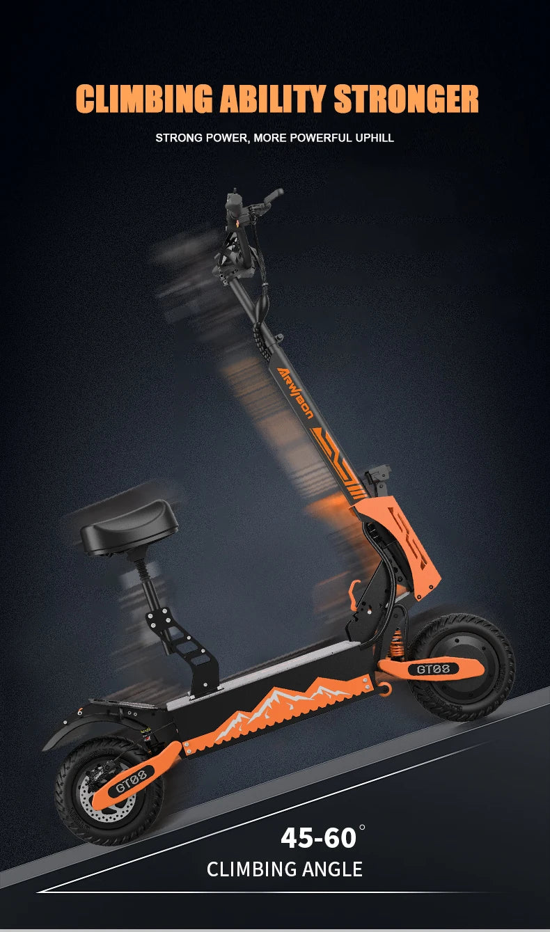 Arwibon GT08 Electric Scooter 5600W Top Speed 46 MPH Folding