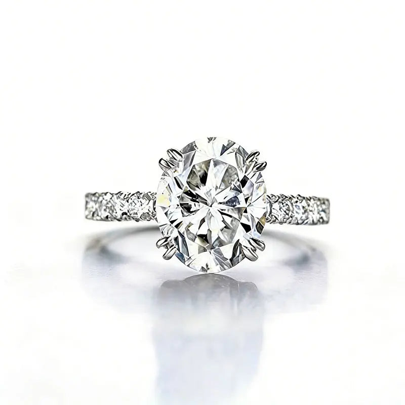 Sterling Silver Moissanite Oval Ring for Engagement