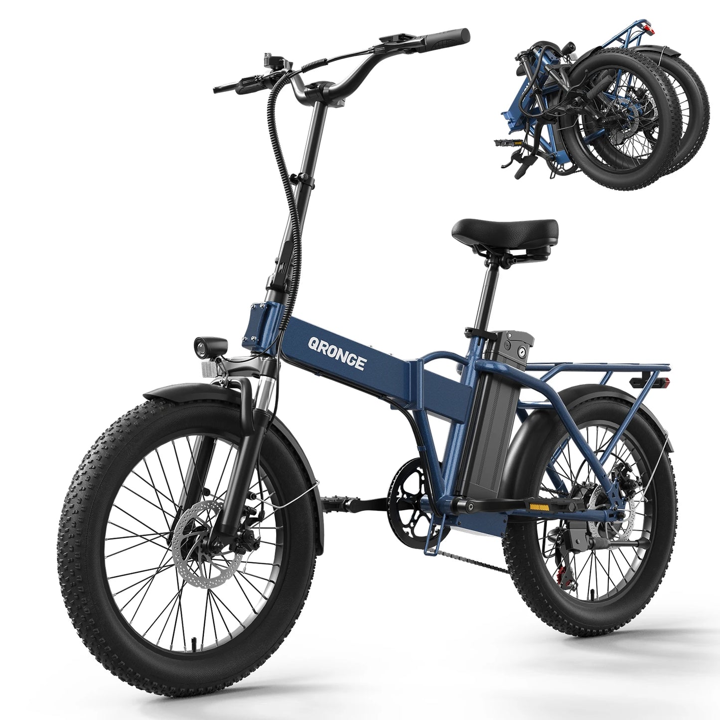 QRONGE Waterfall Folding Electric Bike 1000W Peak 48V