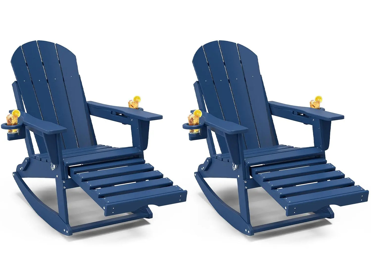 MOYU Adirondack Rocking Chairs Set of 2 With Retractable Ottoman