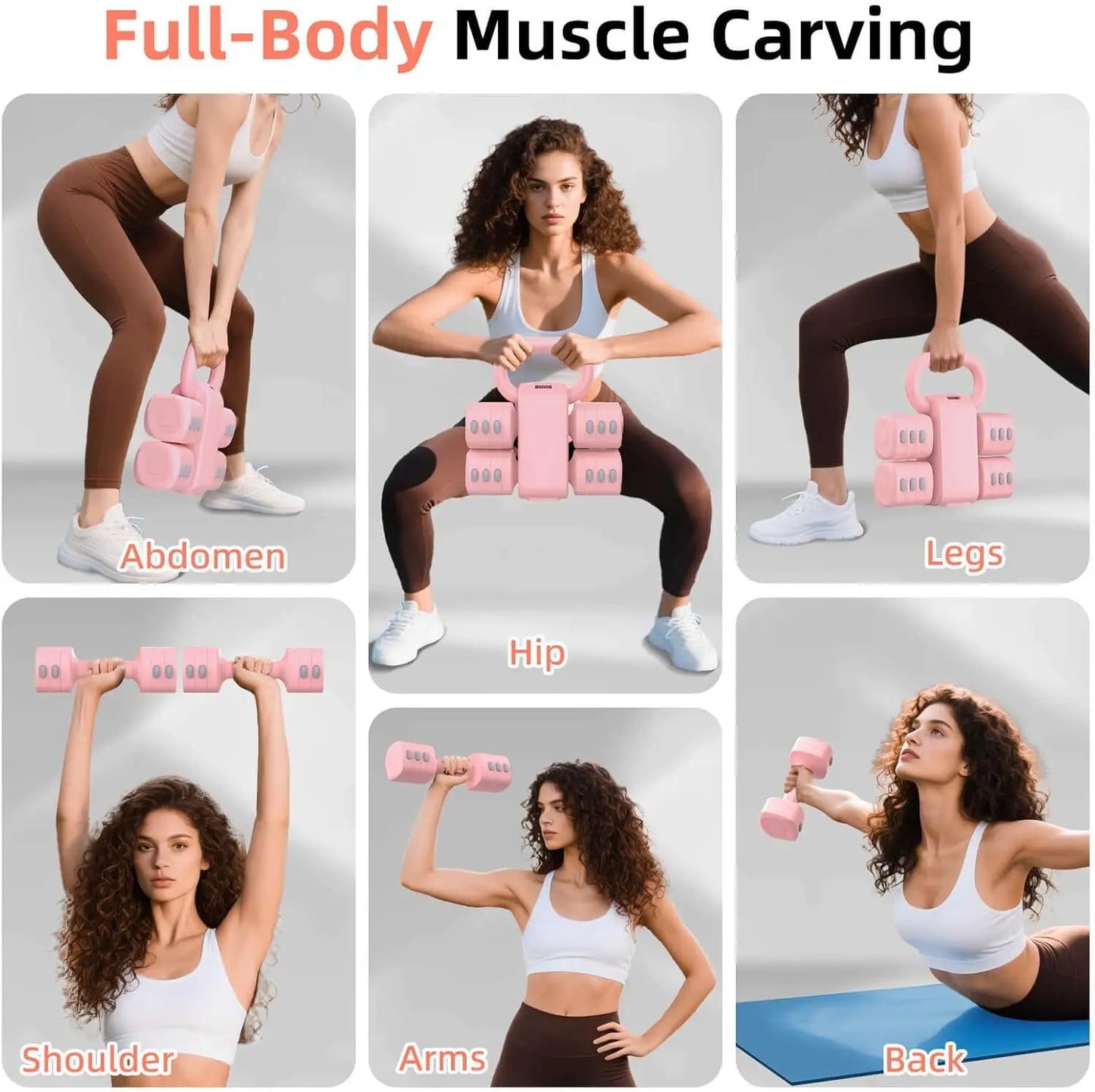 Adjustable Dumbbell Set With Kettlebell Function Four Levels