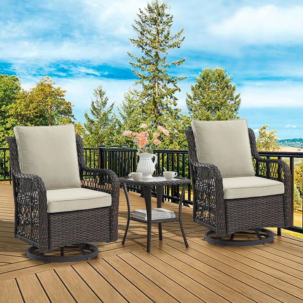 HiMISS 3-Piece Wicker Patio Set With Cushions