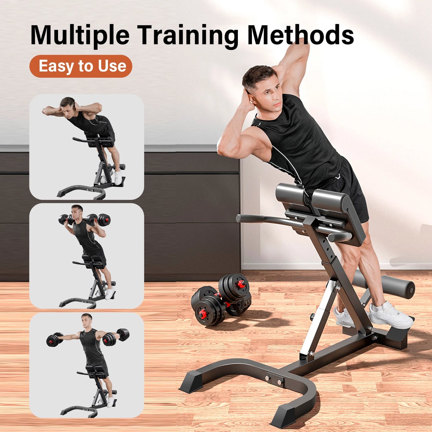 Folding Hyperextension Bench Roman Chair For Core Back Training