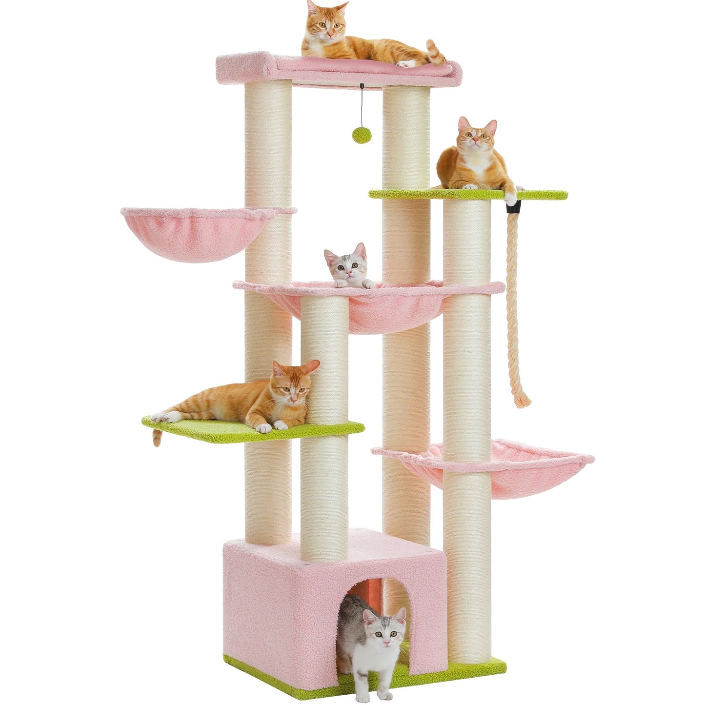 PEQULTICN Multi-Level Cat Tree With Scratching Posts And Condo