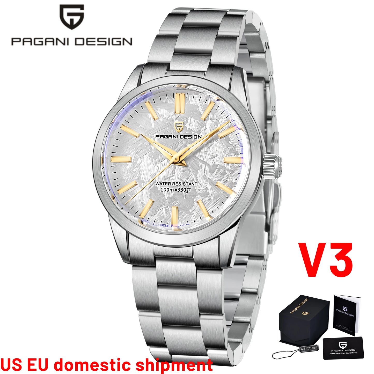 PAGANI DESIGN Ultra Thin Men's Quartz Watch Stainless Steel