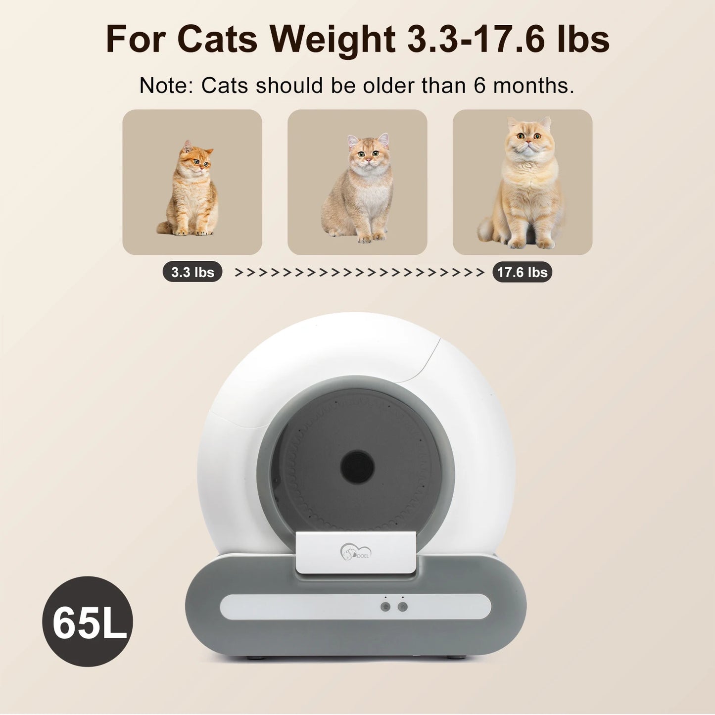 DOEL Self-Cleaning Cat Litter Box App Control WiFi