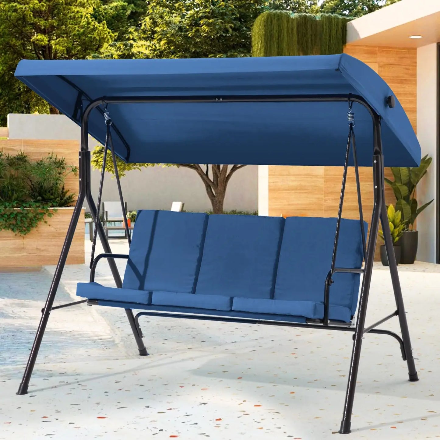 XIAOLANG 3 Seat Patio Swing With Removable Cushions And Canopy