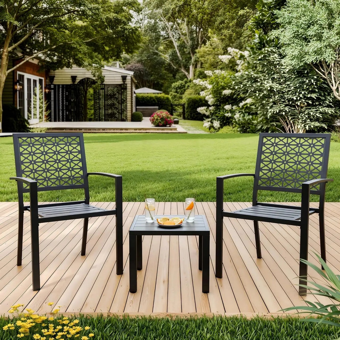 TWISTER.CK Patio Bistro Set 3 Piece Table and Chairs