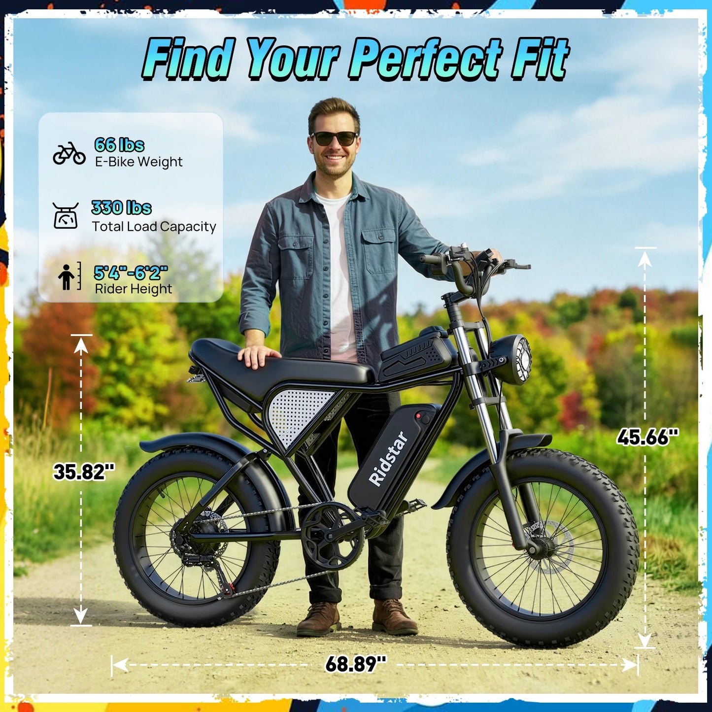 RIDSTAR Q30 2000W Electric Bike 48V 20Ah Fat Tire Cruiser
