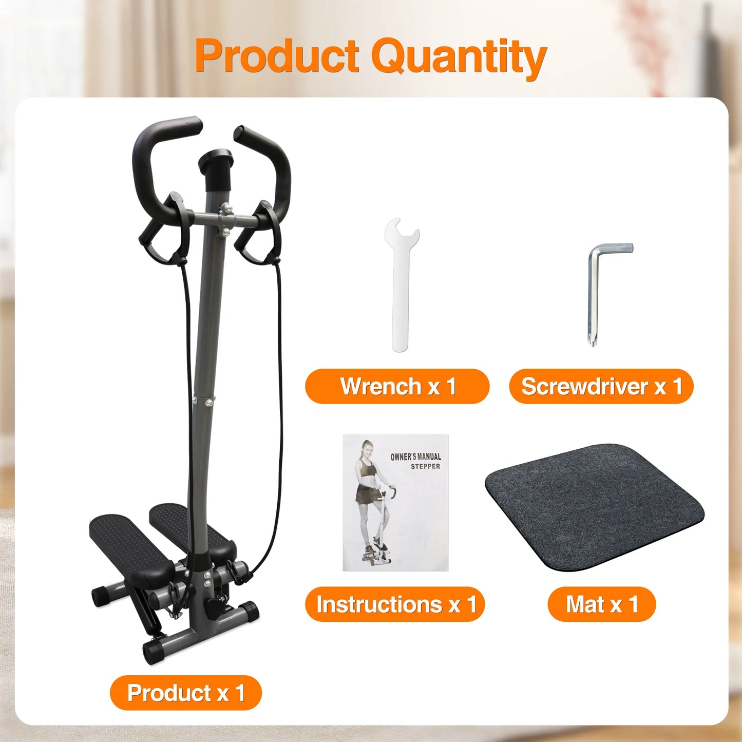 Exercise Stepper Machine With LCD Monitor And Resistance Bands