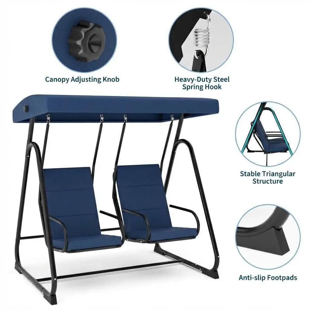 HiMISS Outdoor Swing Chair With Adjustable Canopy For Patio