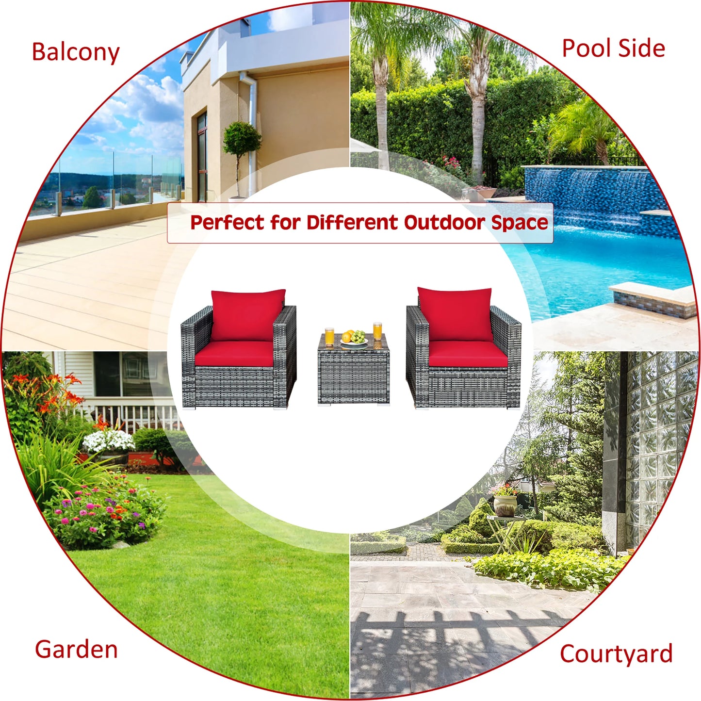 Homasis Outdoor Rattan Patio Furniture Set With Cushioned Chairs
