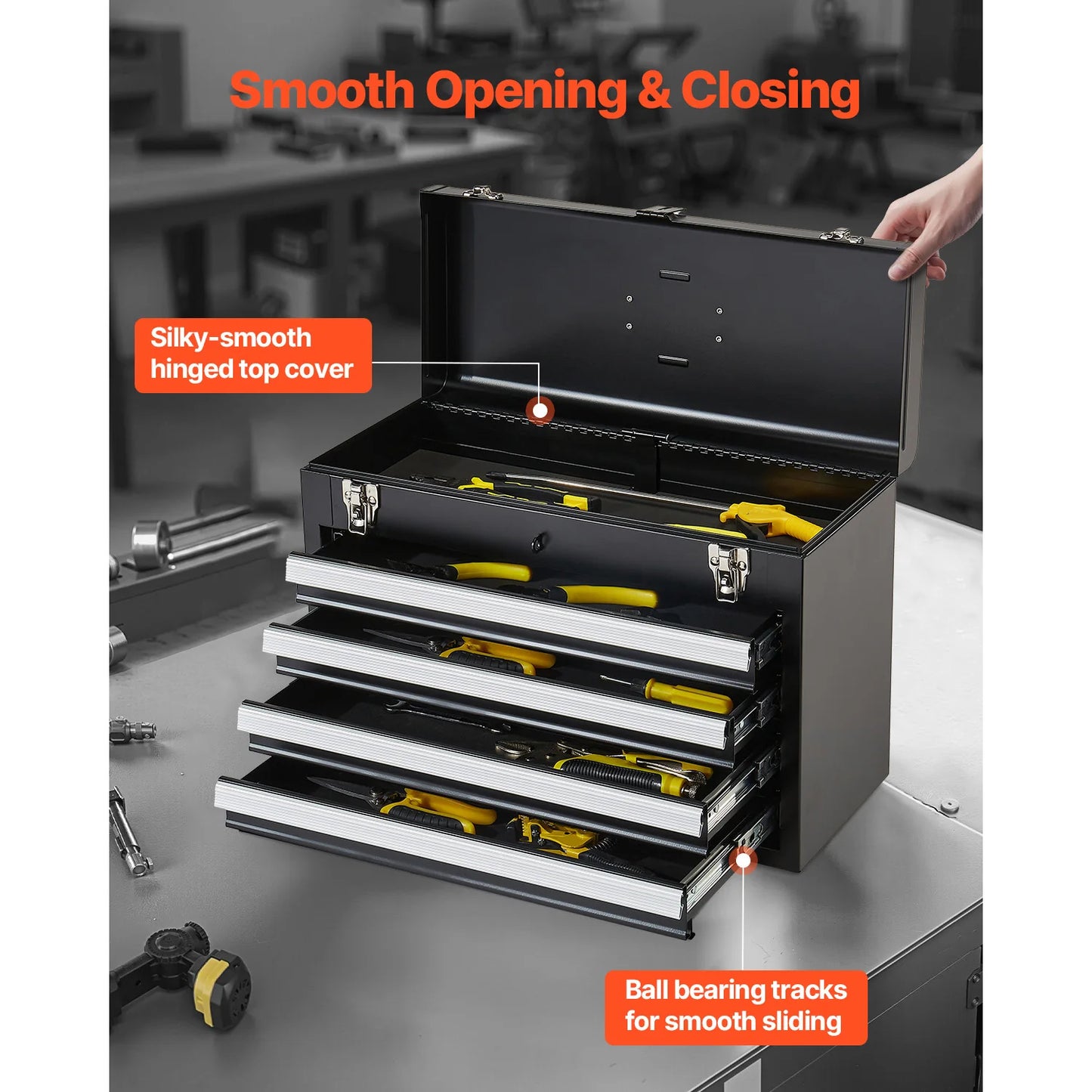 SucceBuy Metal Tool Box With Locking Drawers Multifunction Organizer