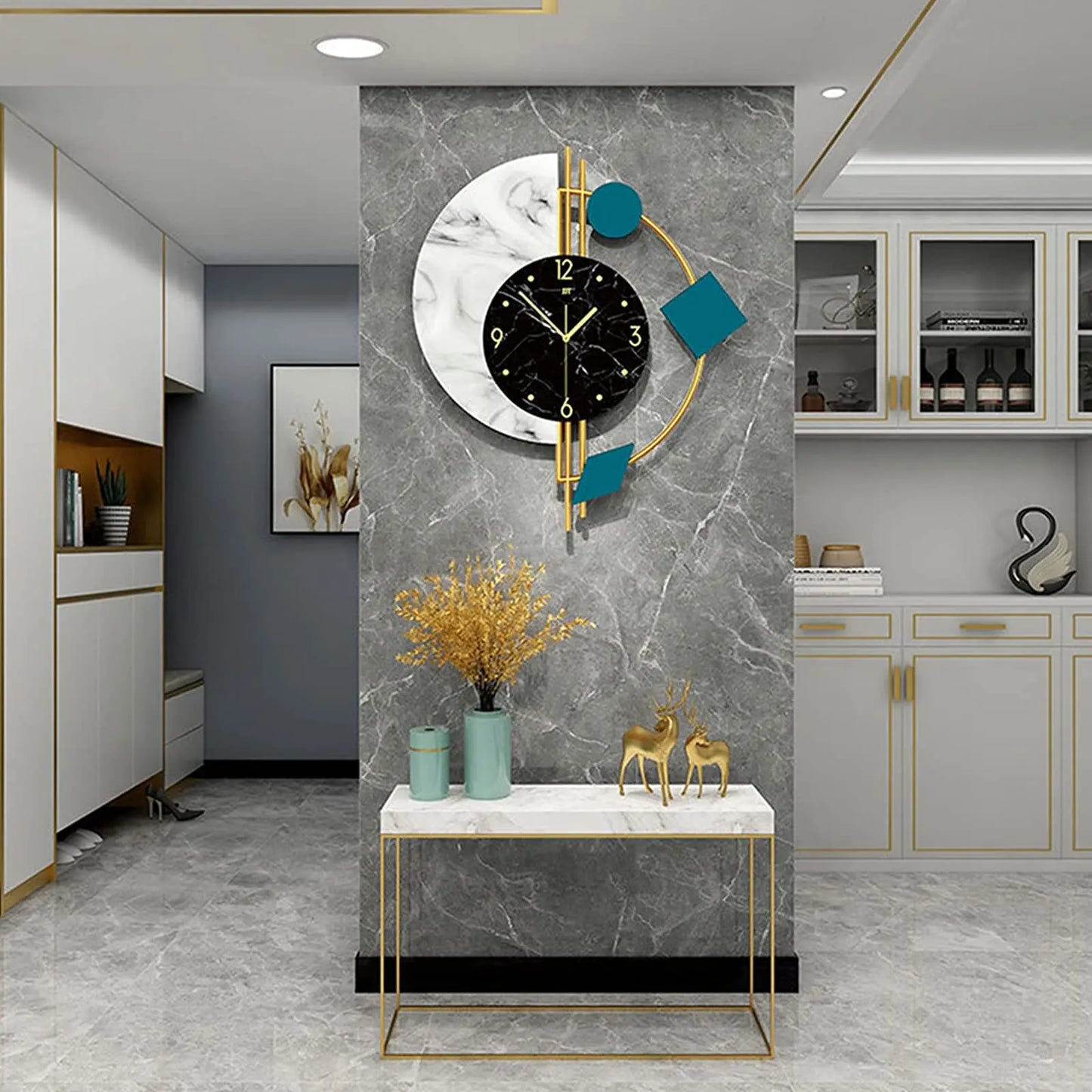 Marble Nordic Style Luxury Wall Clock Silent Battery Operated