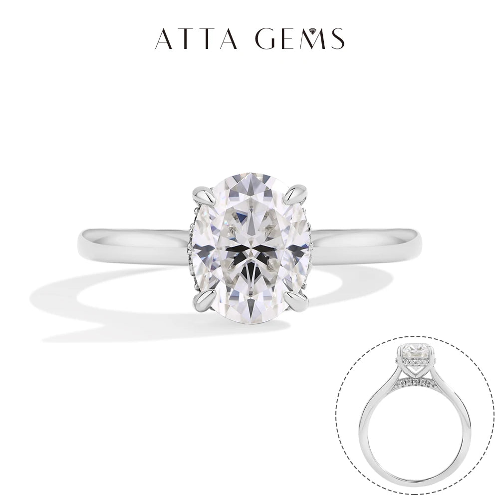 ATTAGEMS Moissanite Ring In Sterling Silver For Women