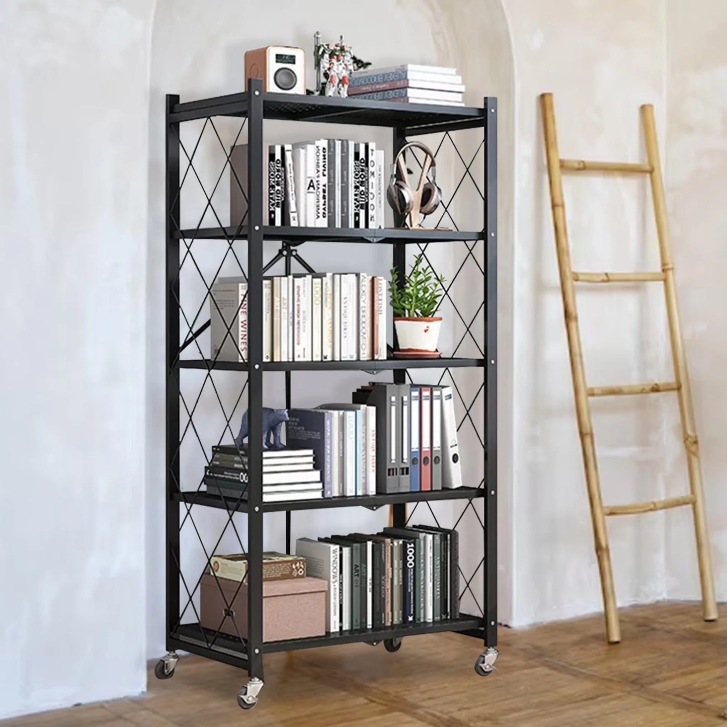 5 Tier Mobile Metal Storage Shelving Unit With Wheels