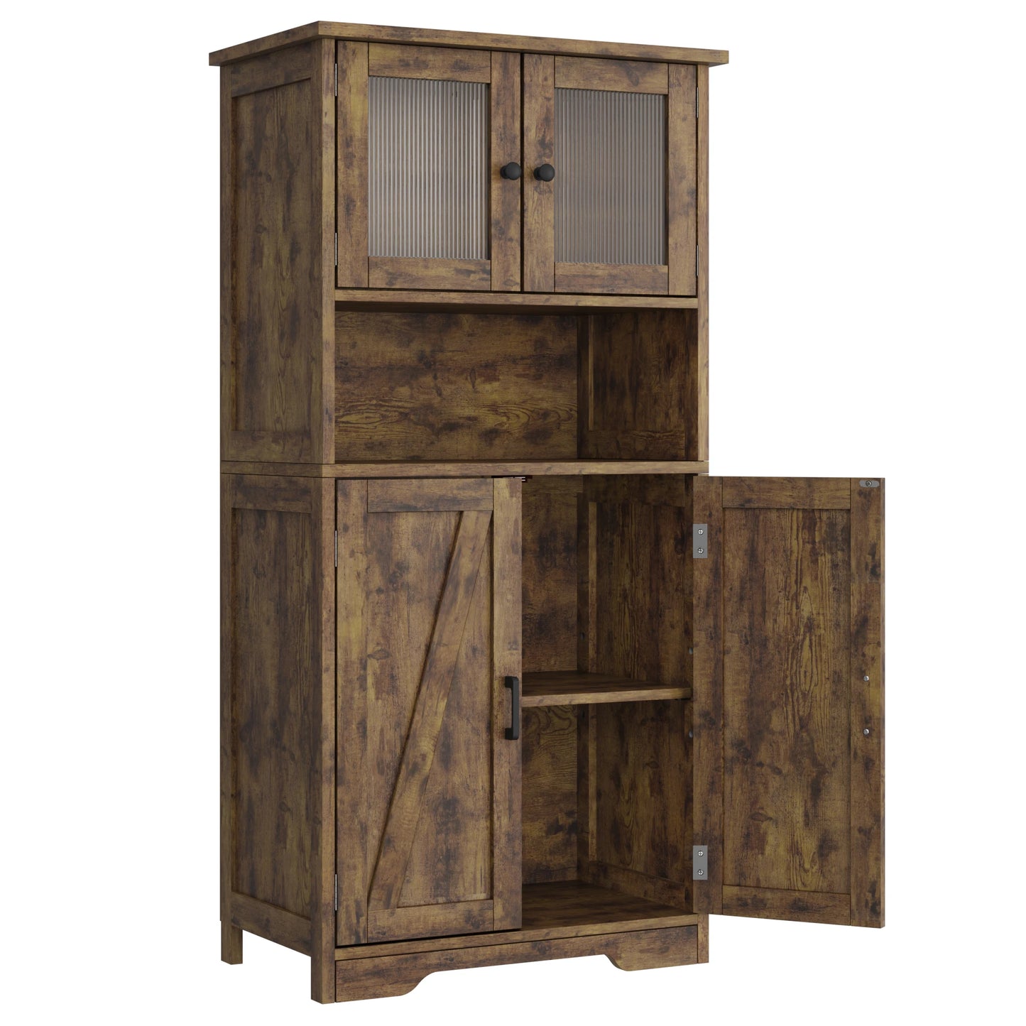 HobbyLane Free Standing Pantry Cabinet With Glass Doors