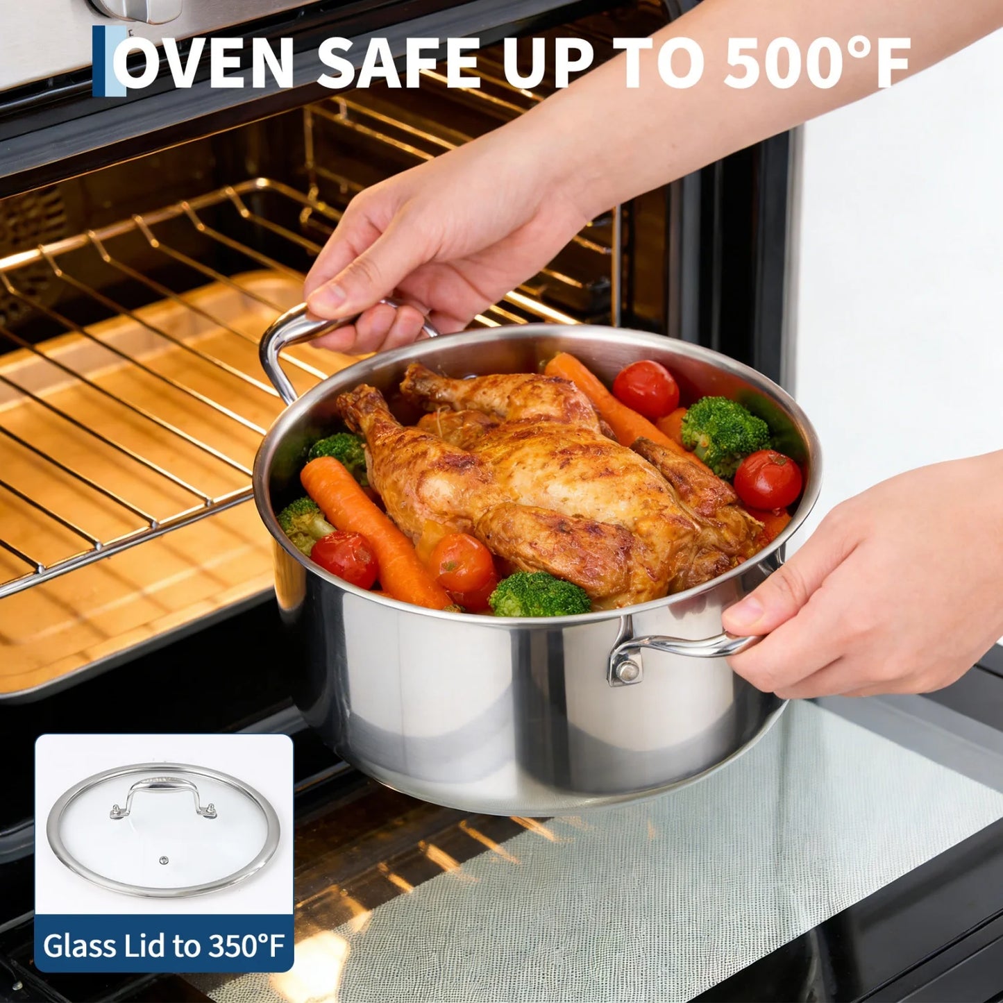 HiMISS 3 Ply Stainless Steel Cookware Set With Lids