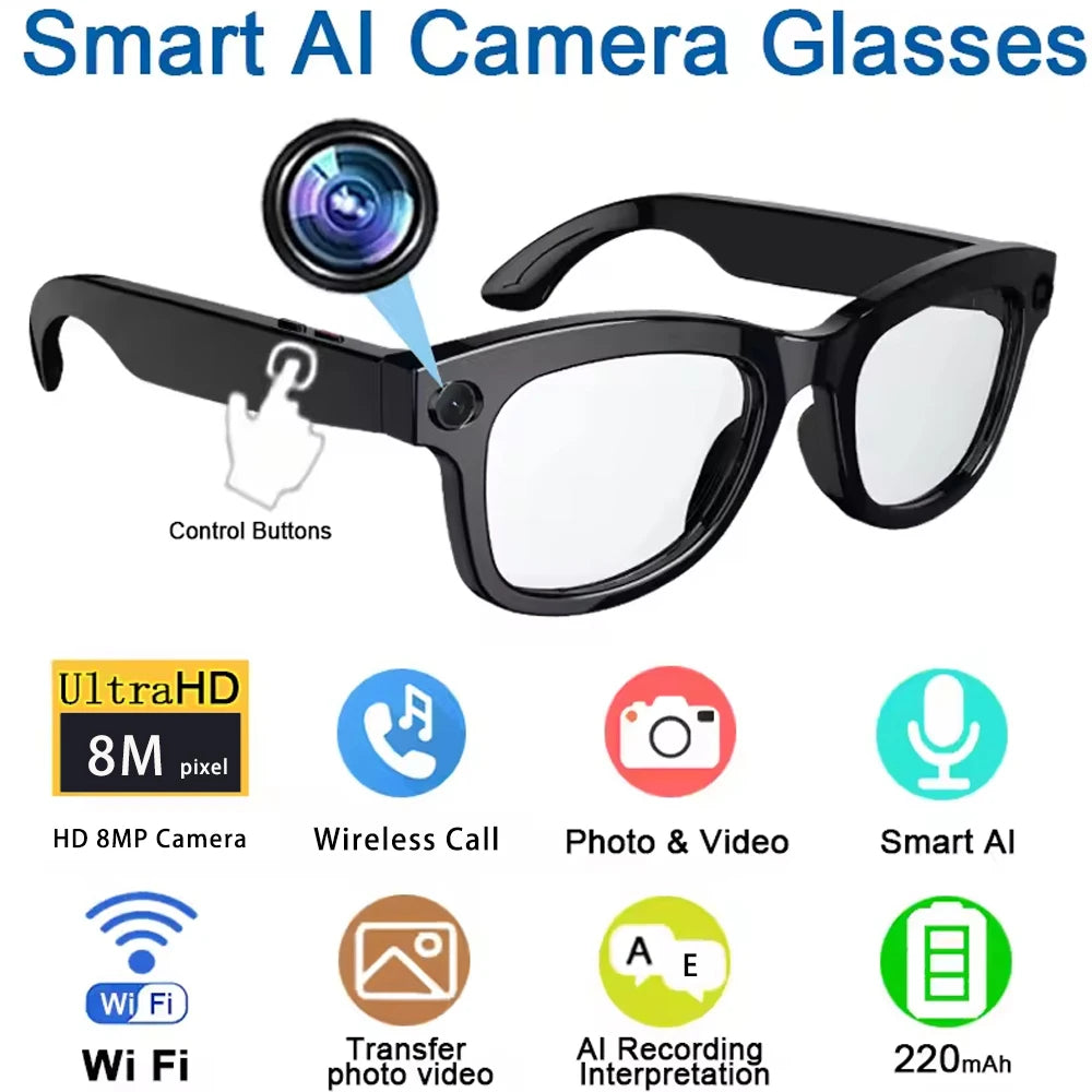 SENBONO Smart Glasses AI Translator 8MP Camera 4K Video