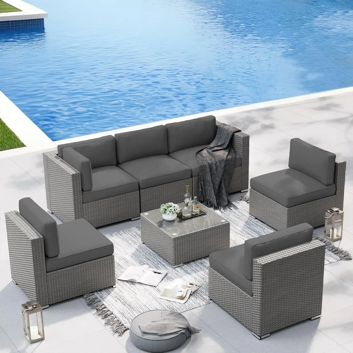 Outdoor Patio Furniture Set With Conversation Sofa And Coffee Table