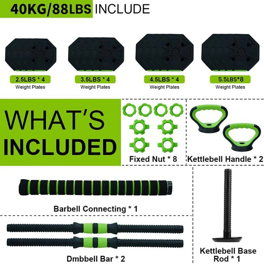 HiMISS 4-In-1 Kettlebell and Dumbbell Set for Home Gym