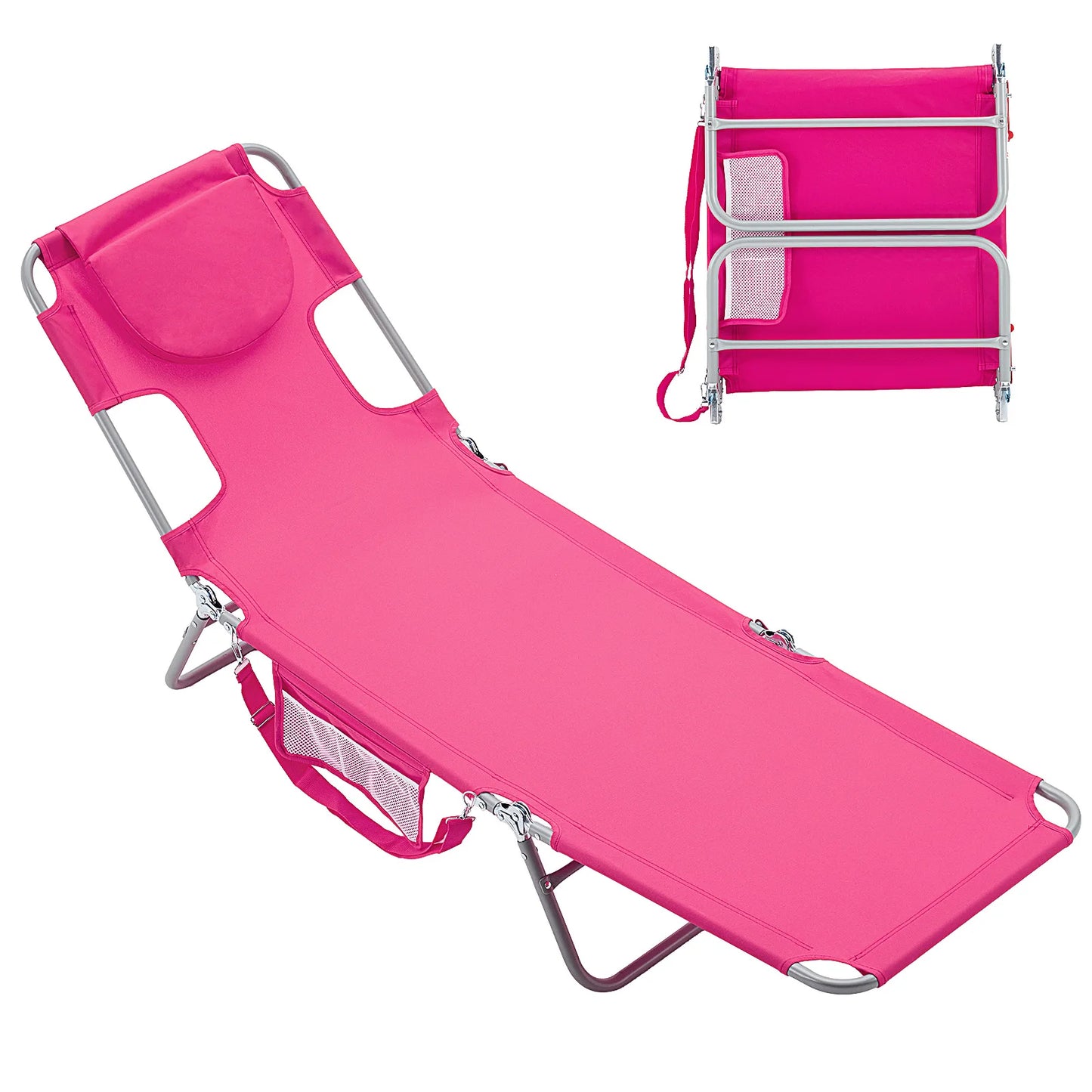 JHK 5 Position Adjustable Folding Portable Beach Lounger Chair