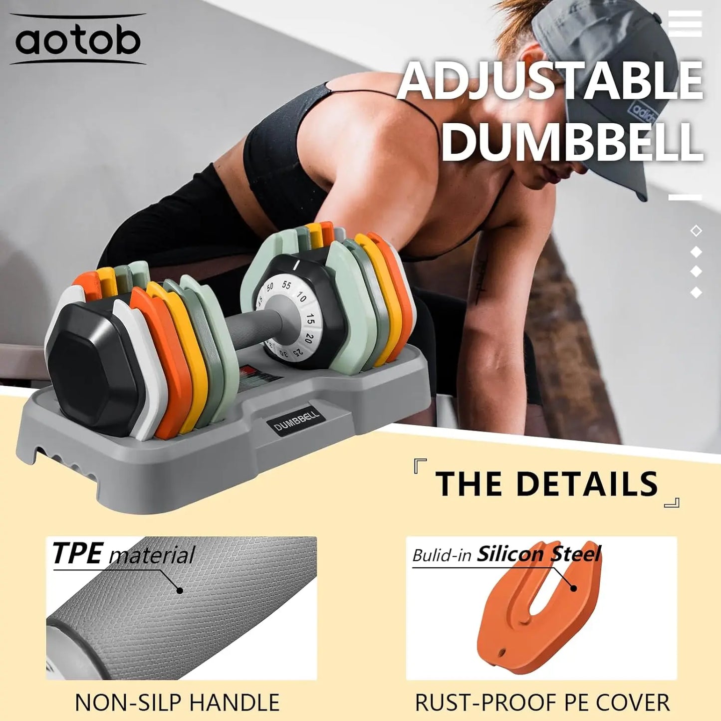 Adjustable Dumbbell Set 25 To 55 Pounds For Home Gym