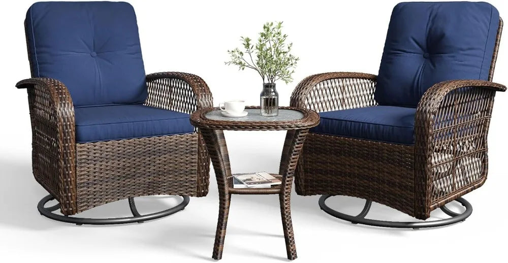 Outdoor Wicker Patio Furniture Set With Rocking Chairs