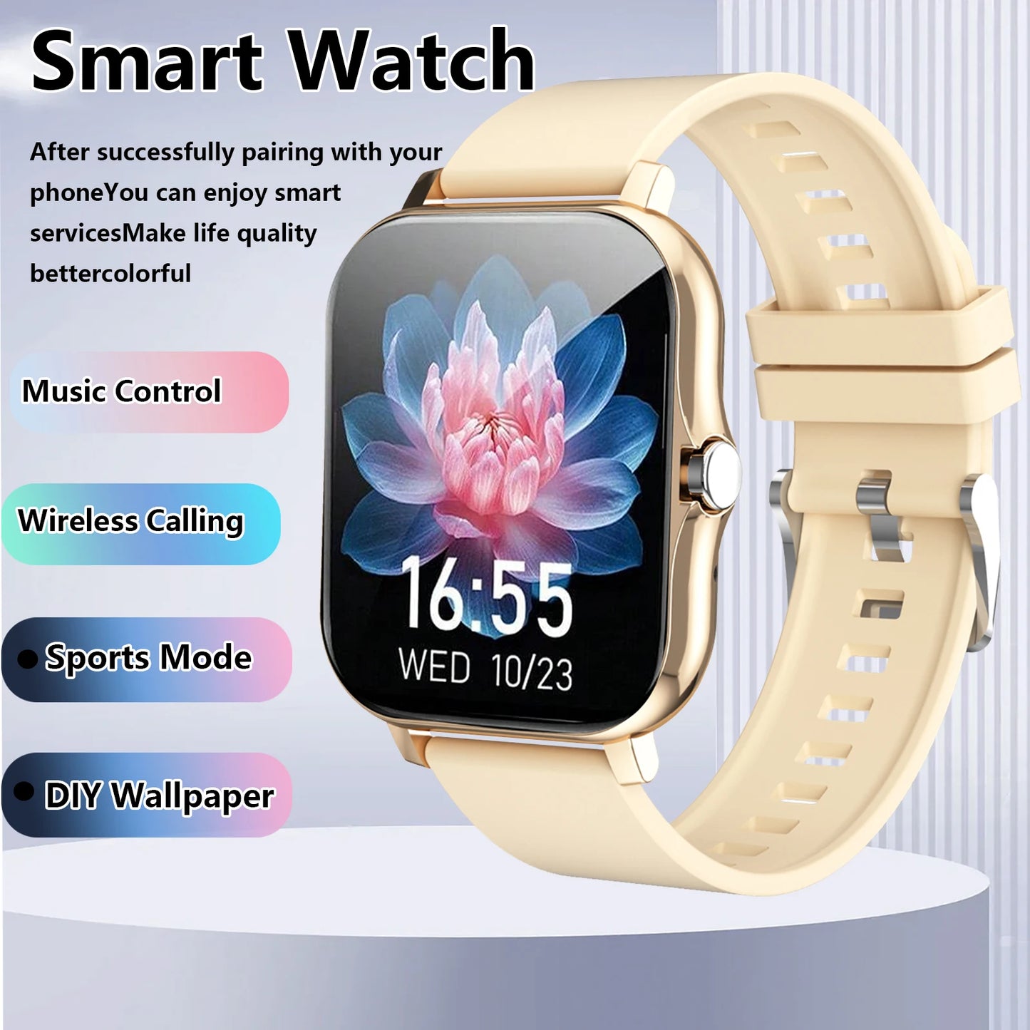 Odelettevcy Smartwatch With Calls Reminders Music Playback Multi Sport