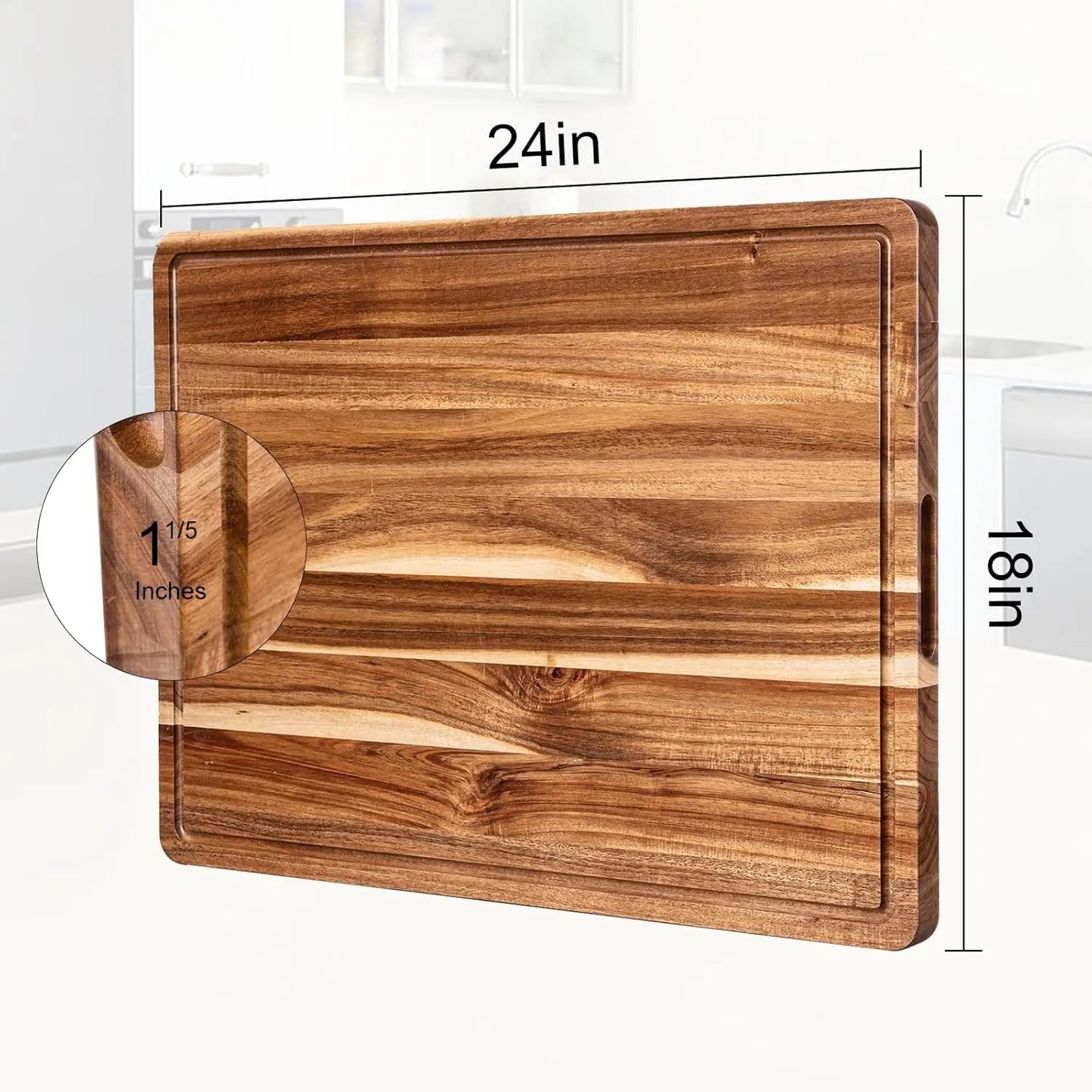 TWISTER.CK Wood Cutting Board With Juice Groove And Reversible Design