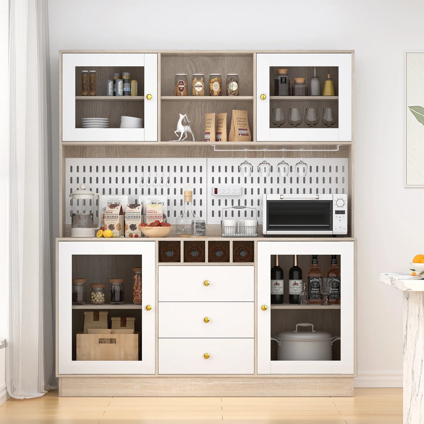 VOWNER Pantry Cabinet Freestanding Kitchen Storage Buffet Hutch