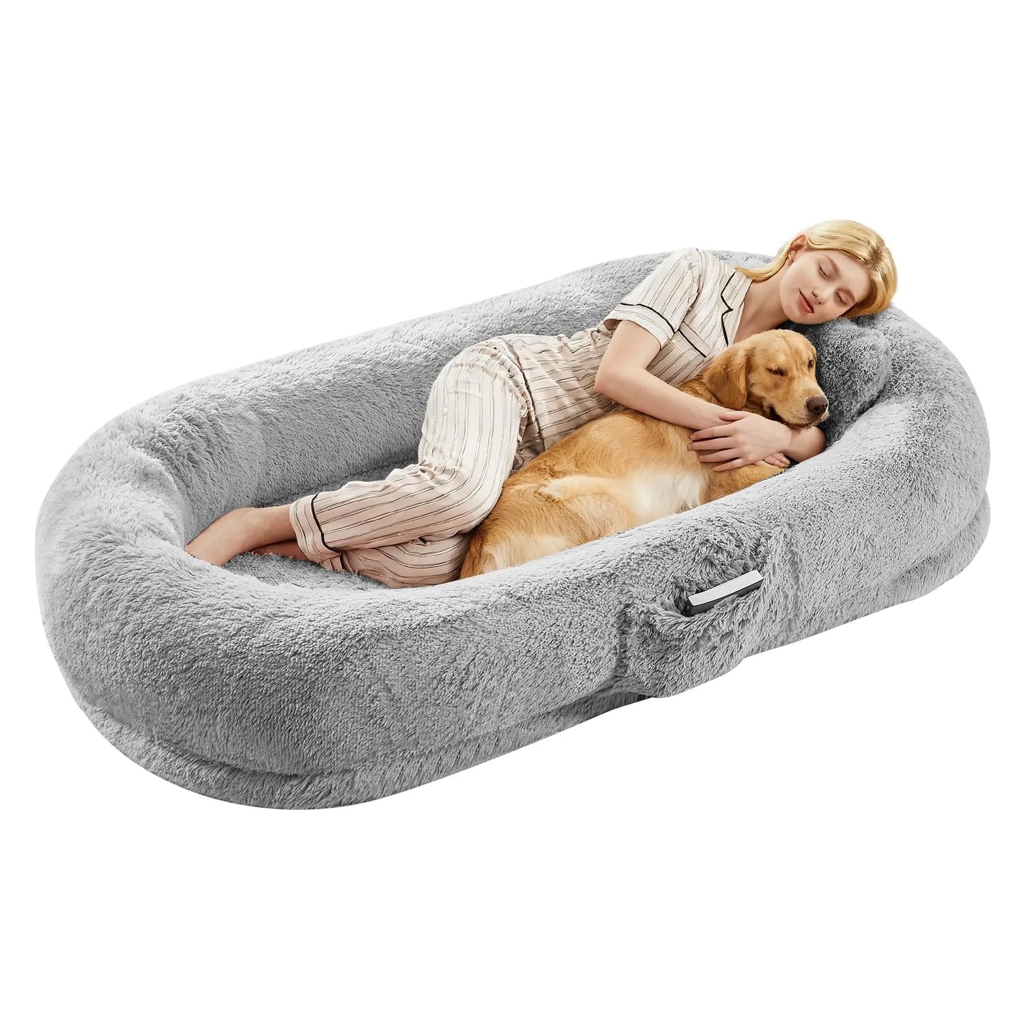 HiMISSCN Orthopedic Faux Fur Pet Bed With Pillow