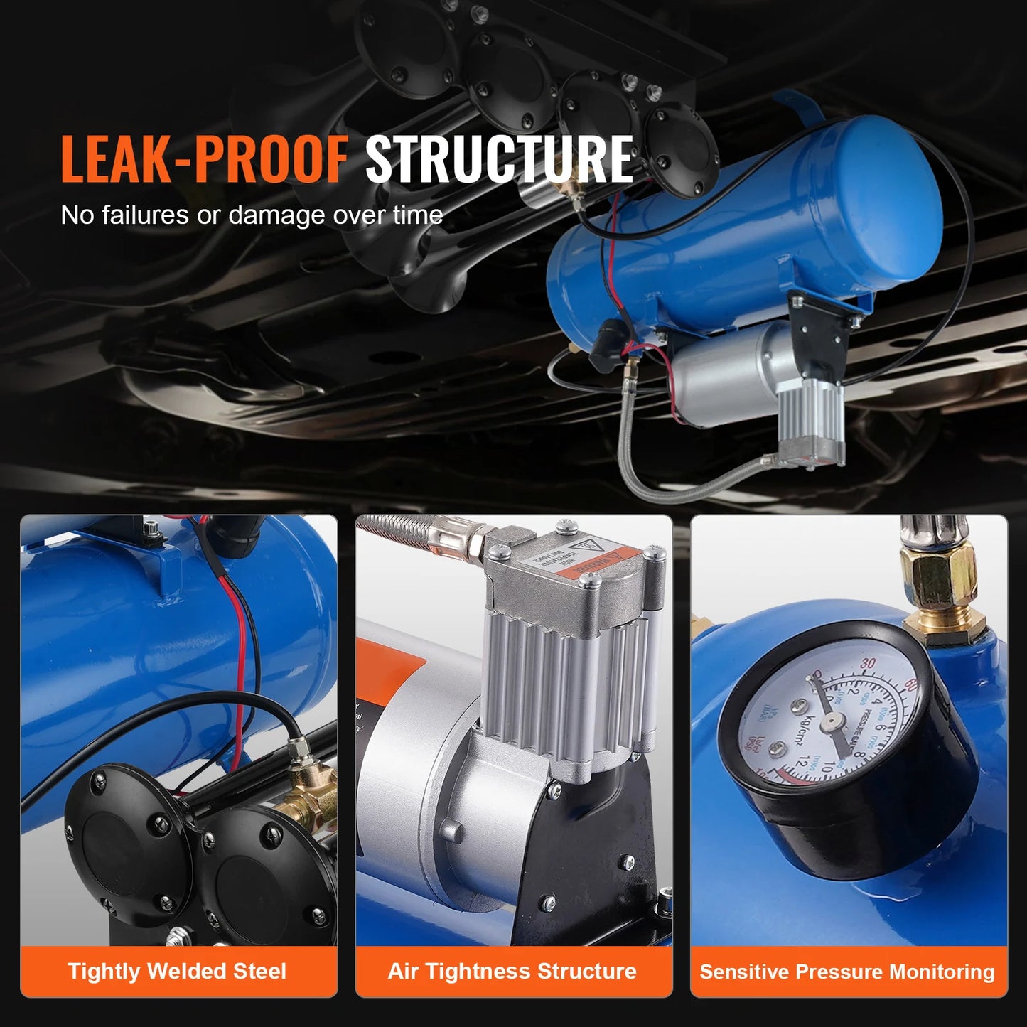 SucceBuy 12V Onboard Air Compressor Kit With Tank For Tire Inflation