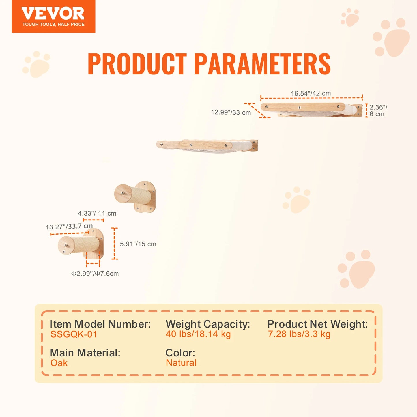 SucceBuy Wall Mounted Cat Shelves and Perches with Jumping Boards