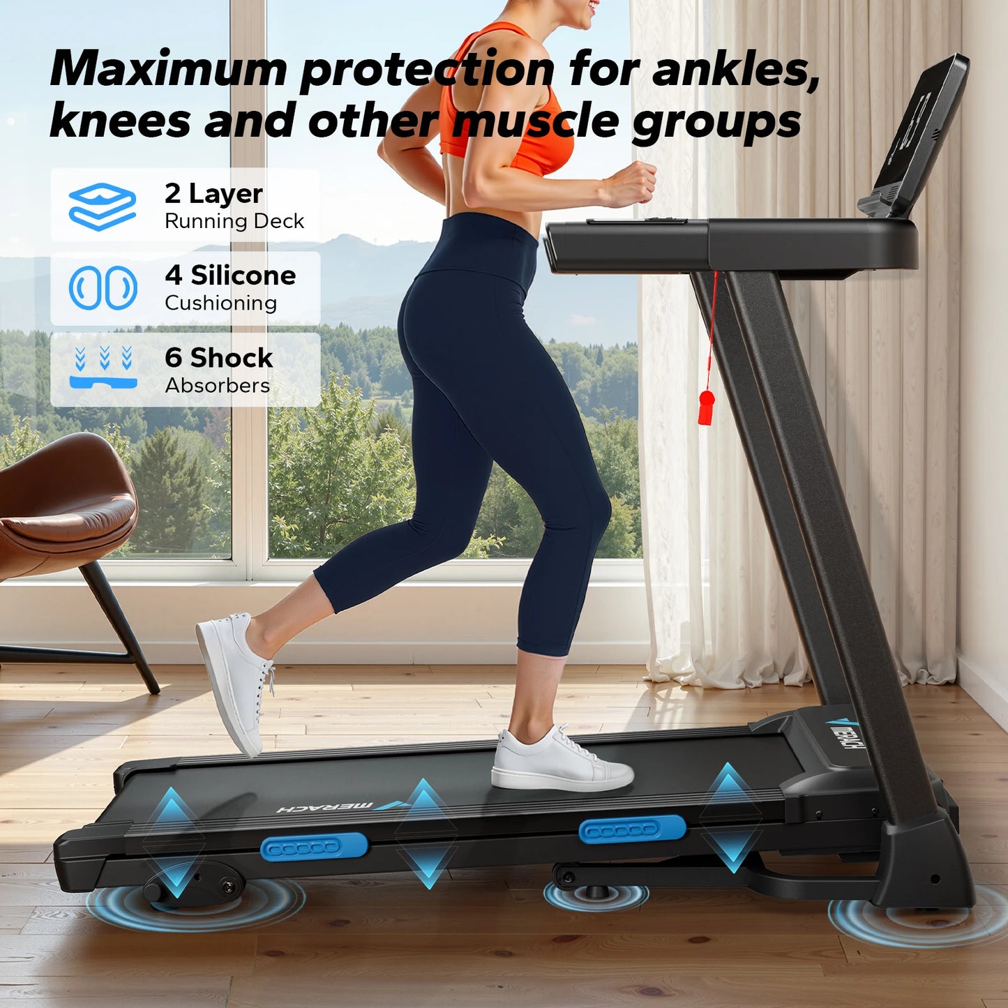 Merach T12 Foldable Treadmill With Incline And Heart Rate