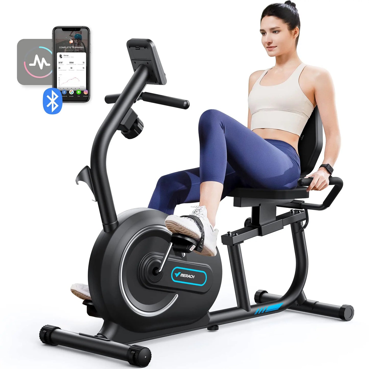 MERACH Recumbent Bike With Smart Bluetooth App and Heart Rate