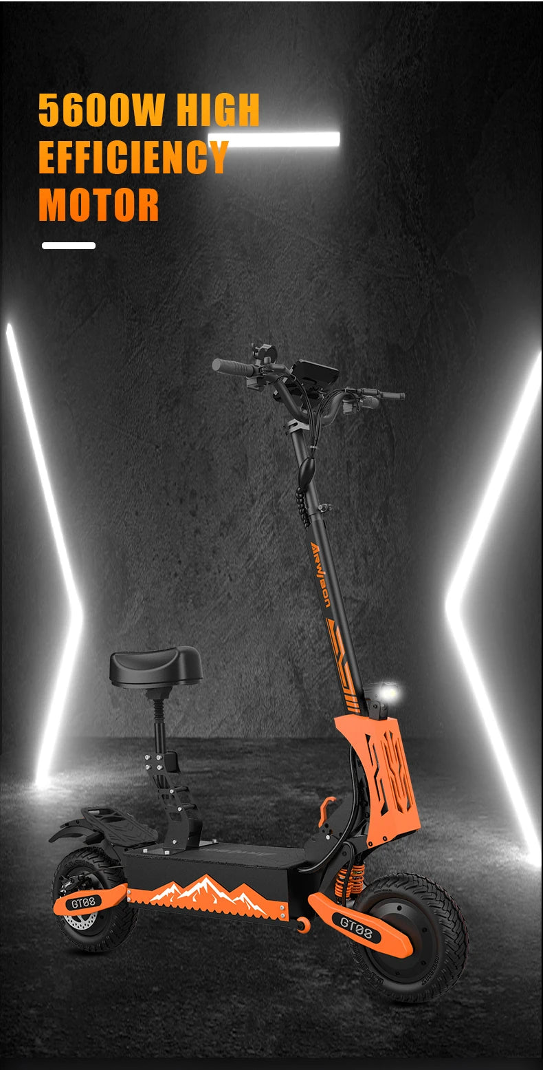 Arwibon GT08 Electric Scooter 5600W Top Speed 46 MPH Folding