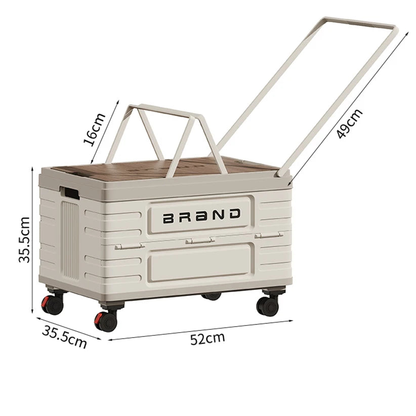 360 Rotating Foldable Storage Cart Heavy-Duty Mobile Organizer