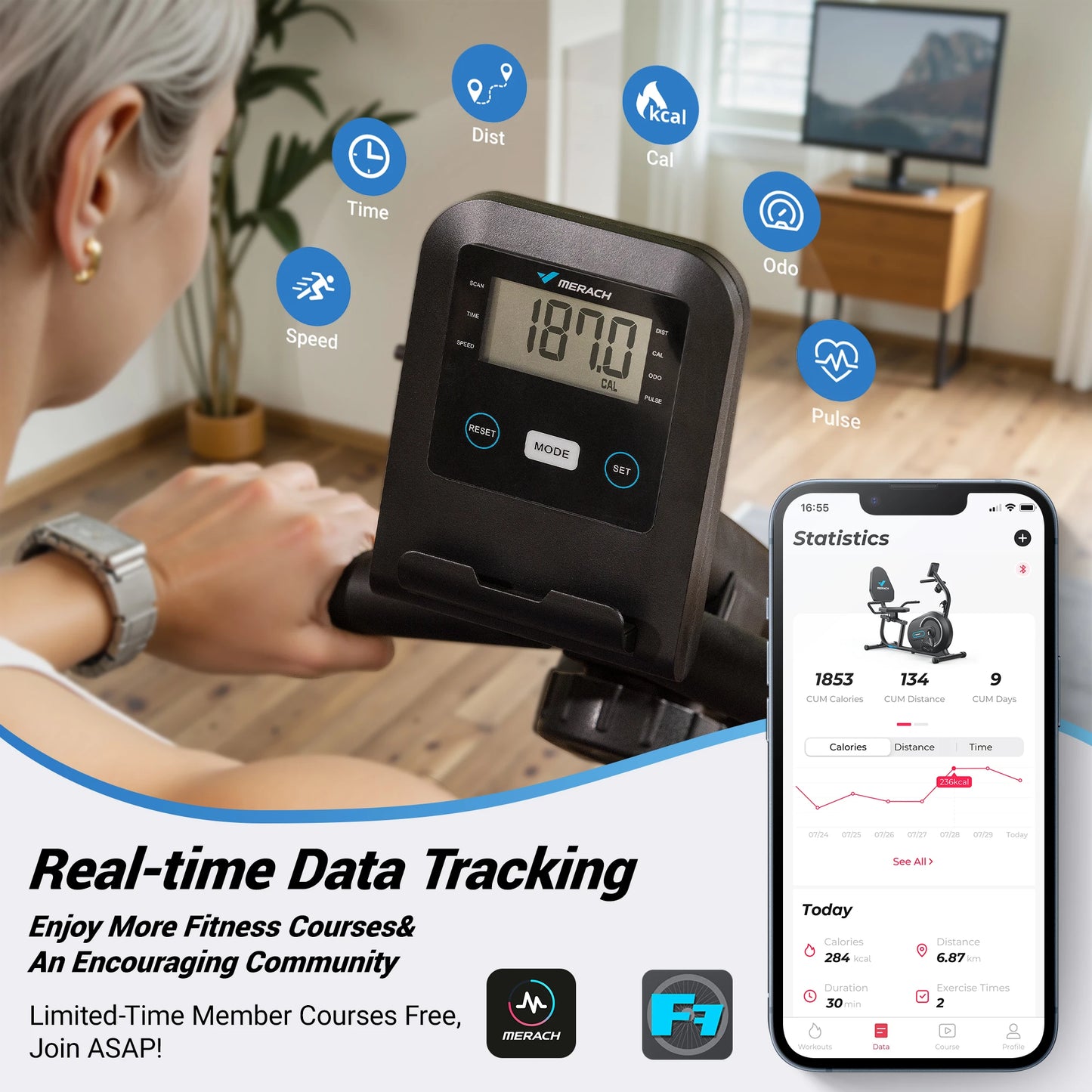 MERACH Recumbent Bike With Smart Bluetooth App and Heart Rate