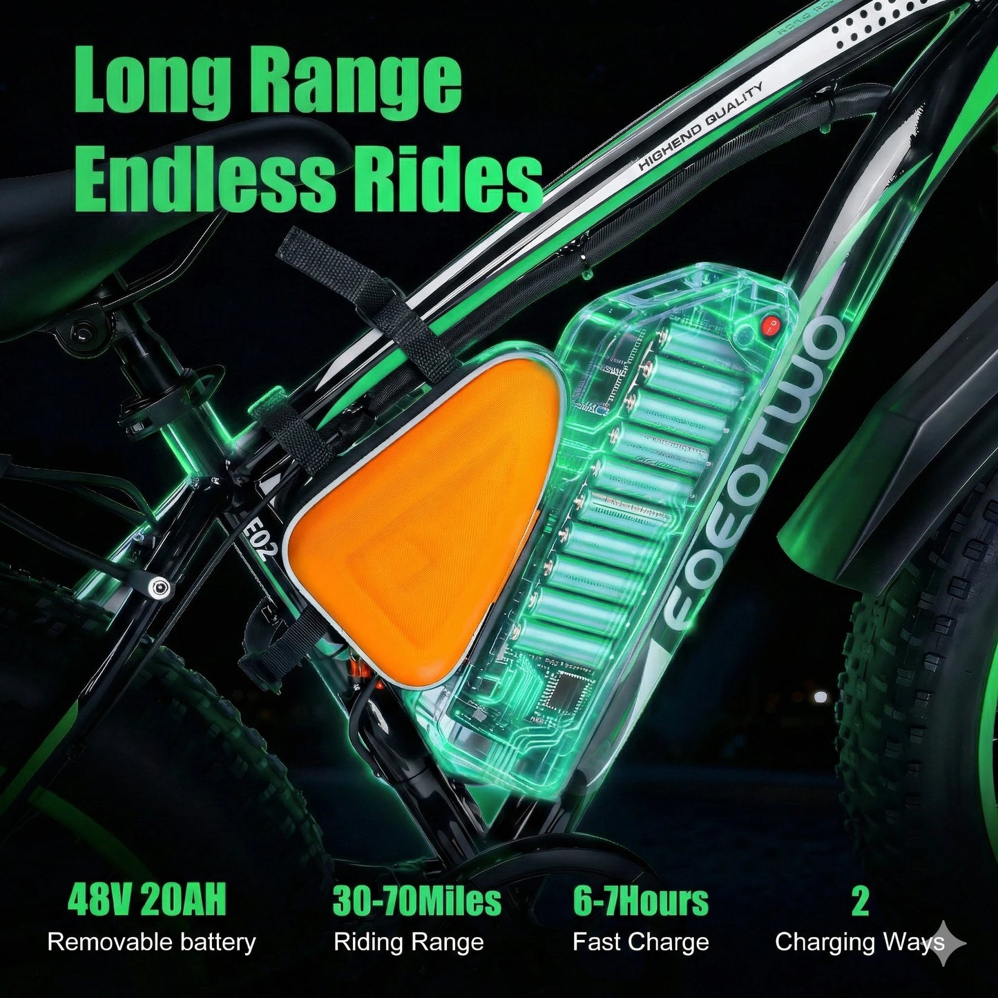 EOEOTWO Fat Tire Electric Bike For Adults 48V Battery 1000W