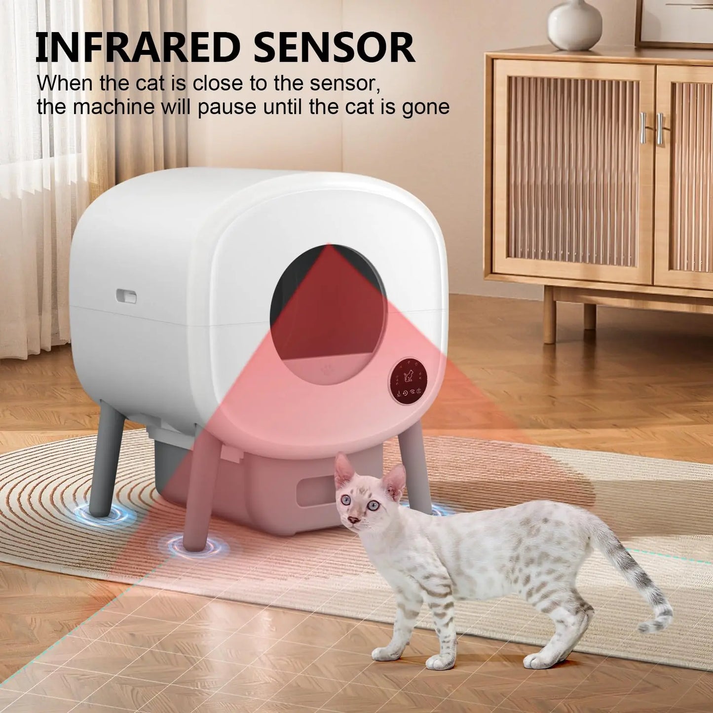Smart Self Cleaning Cat Litter Box With App Control Safety