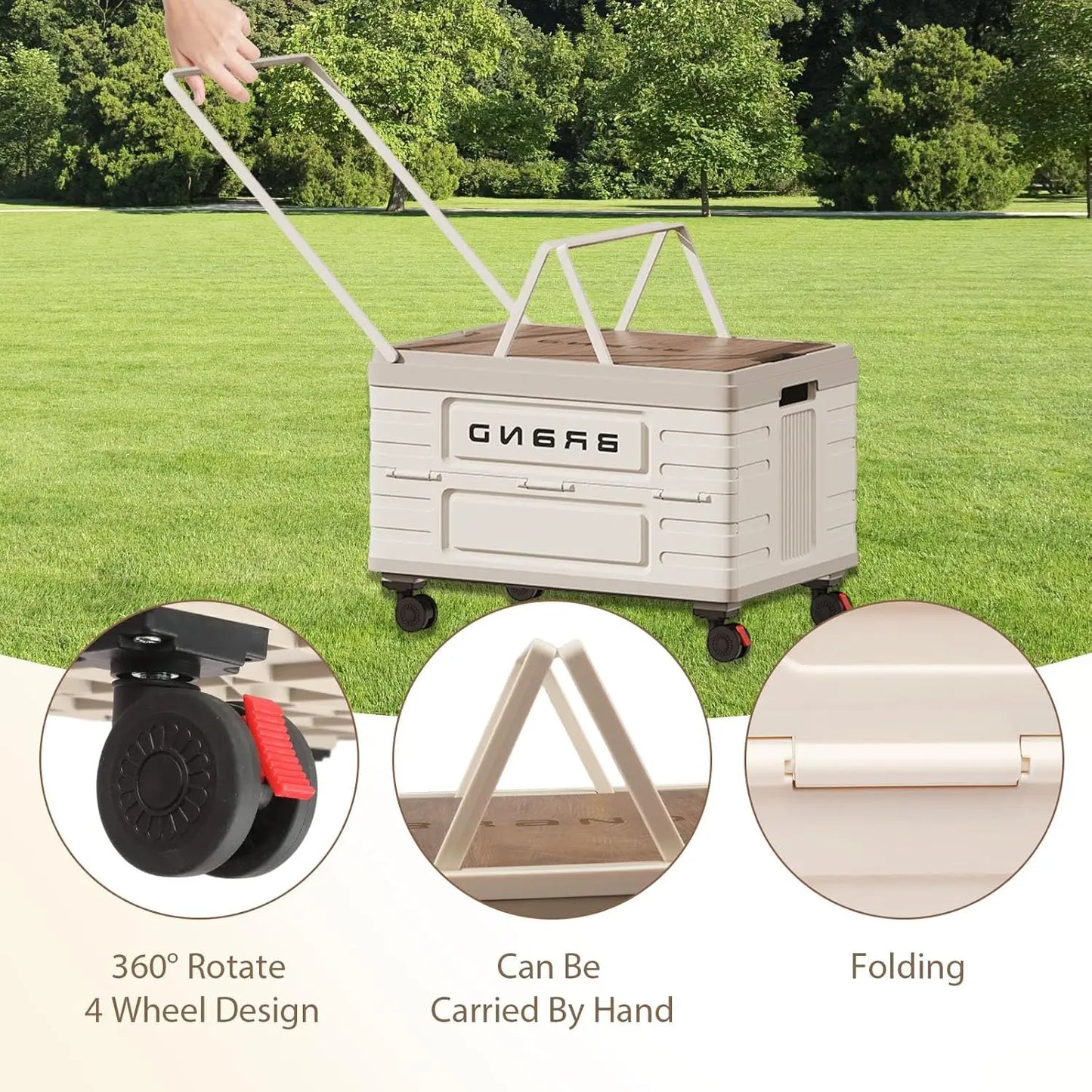 360 Rotating Foldable Storage Cart Heavy-Duty Mobile Organizer