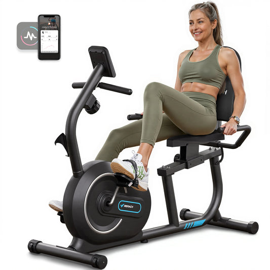 Merach Recumbent Exercise Bike With Bluetooth App Connectivity