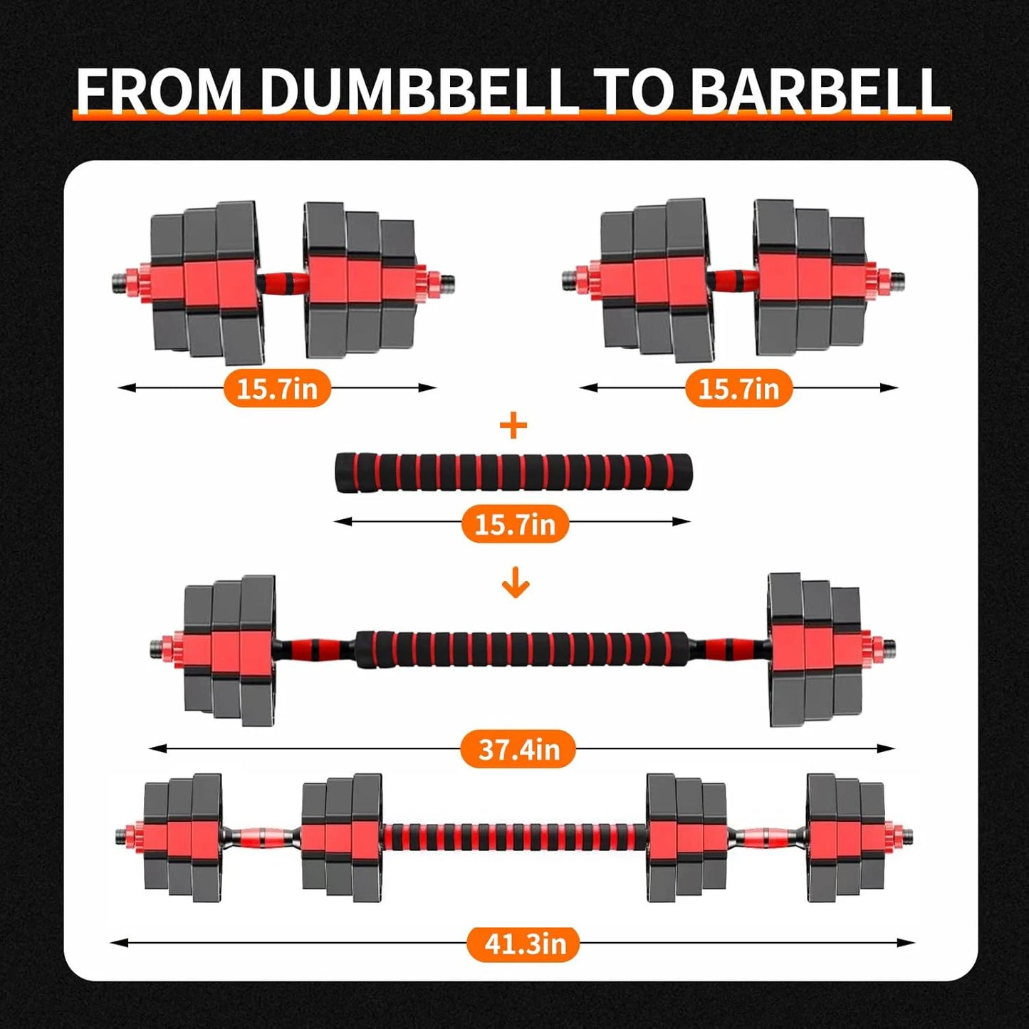 SQ44Pounds Adjustable Dumbbell To Barbell 3 In 1 Home Gym