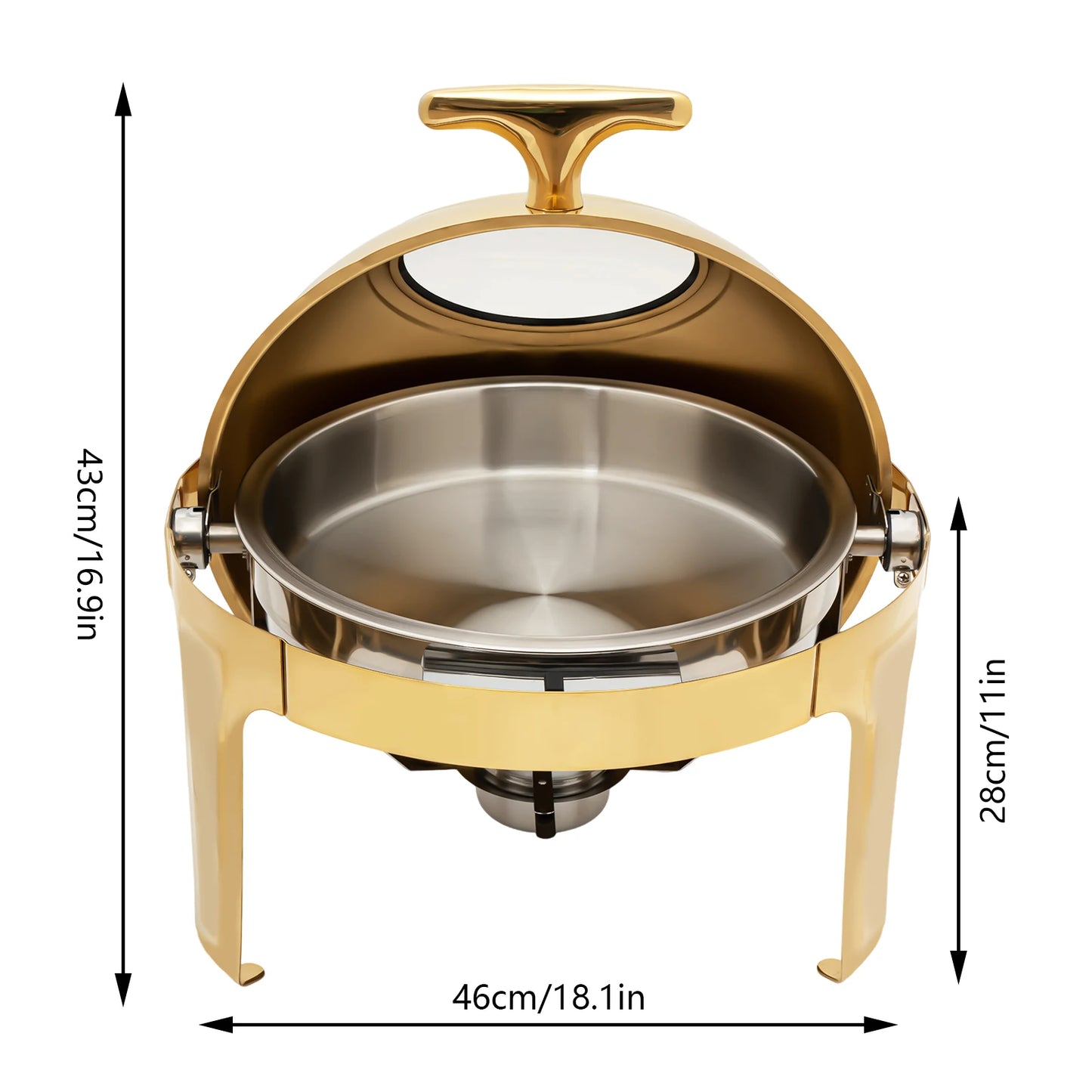 Round Chafing Dish Buffet Set With Roll Top Stainless Warmer