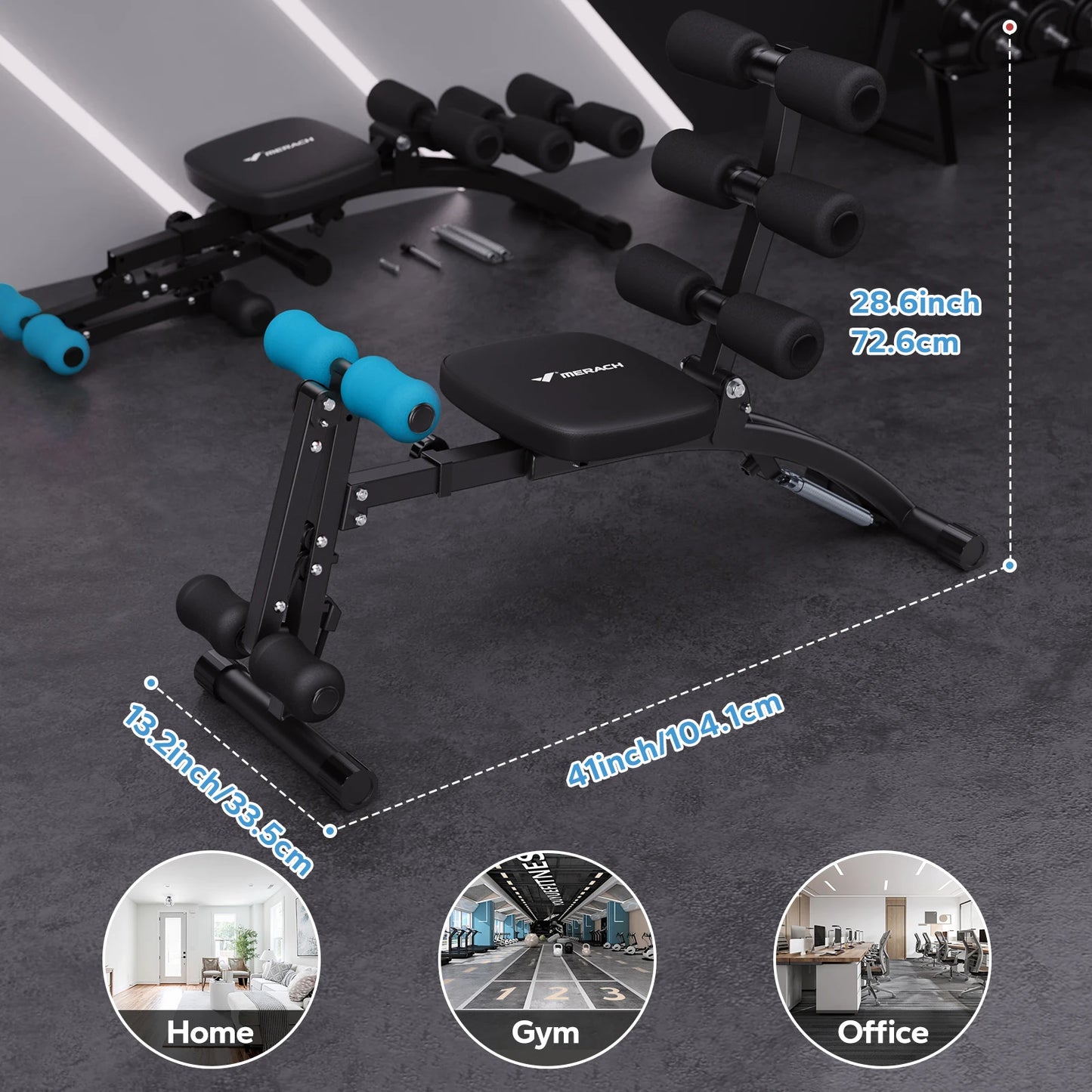 MERACH Ab Machine MultiFunctional Adjustable SitUp Bench For Core Training