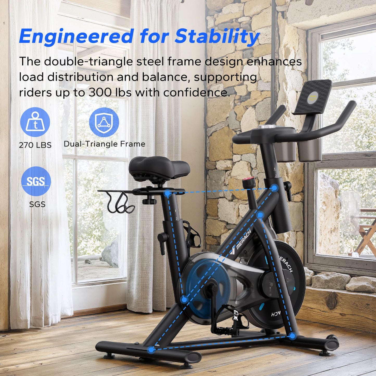 MERACH Magnetic Stationary Bike With Exclusive App And Brake Pad