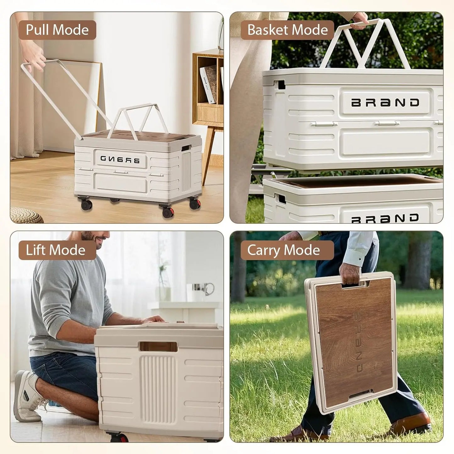 360 Rotating Foldable Storage Cart Heavy-Duty Mobile Organizer