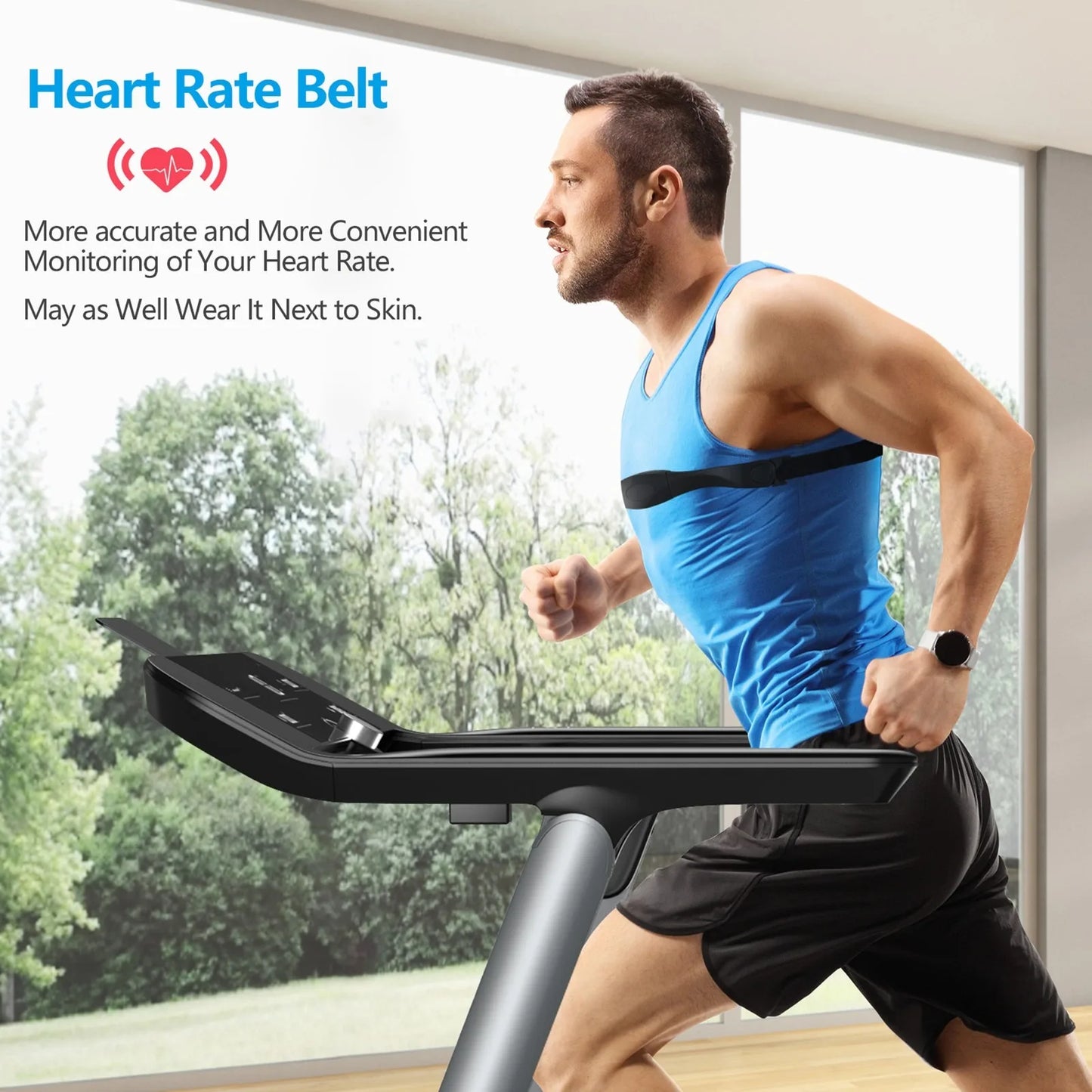 Electric Folding Treadmill Designer Running Machine With Heart Rate Belt
