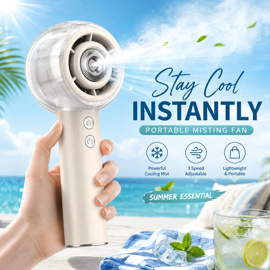 Misting Portable Handheld Fan 6000mAh Rechargeable Battery For Travel